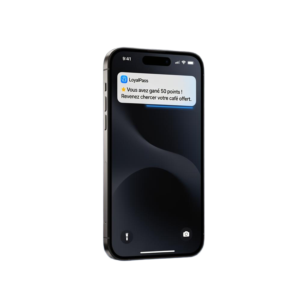 Notification push LoyalPass sur iPhone